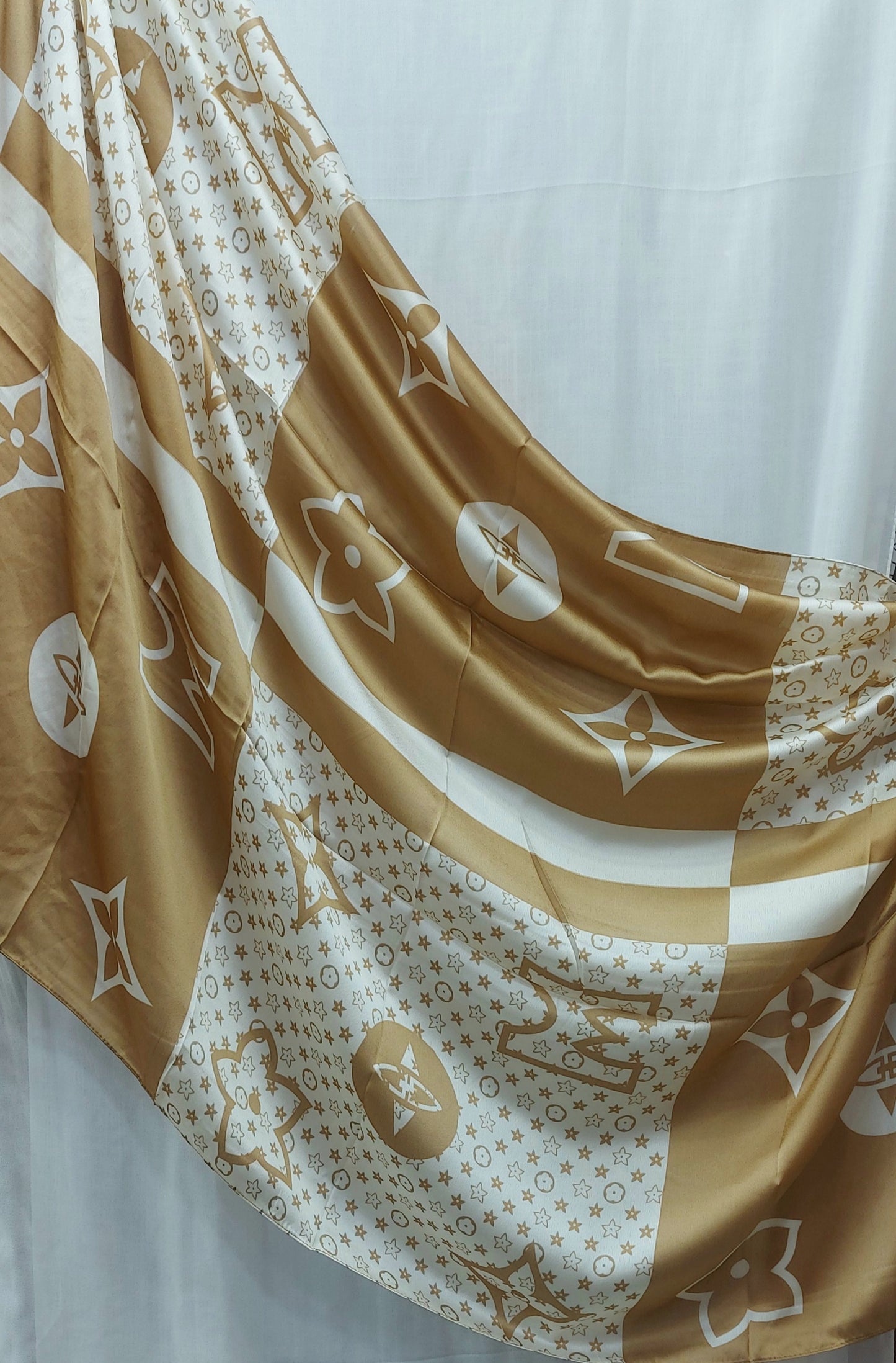 Printed Silk-Golden White