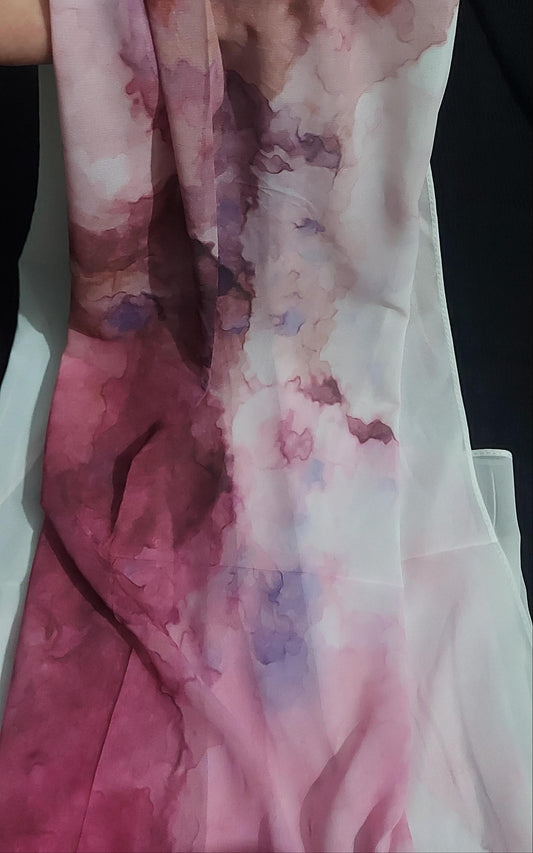 3D georgette-Fluid pink