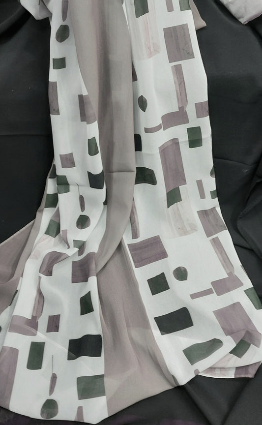 3D georgette-Boxed Ivory
