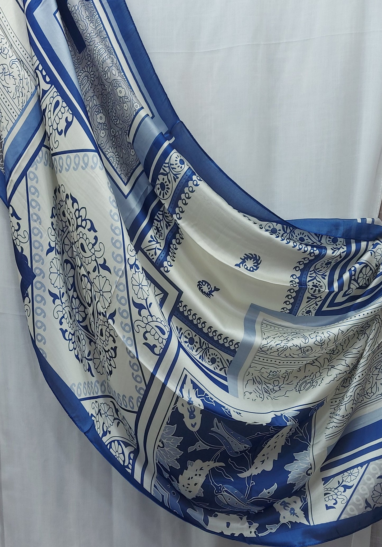 Printed Silk-Azure Blue
