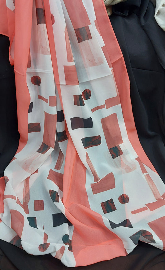 3D georgette-Boxed Peach
